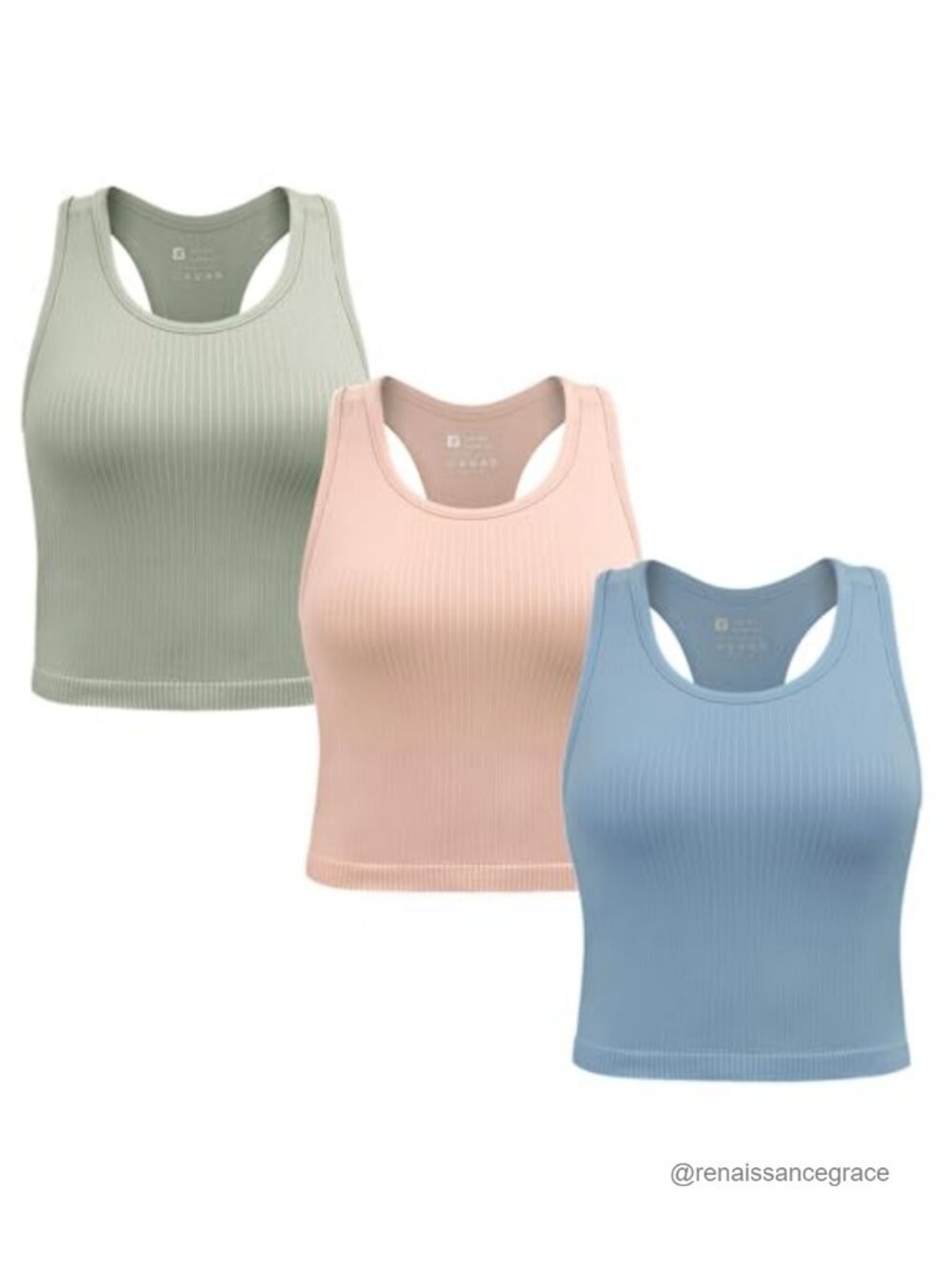 Women's Built in Bra Ribbed Racerback Crop Tank Top Seamless Activewear